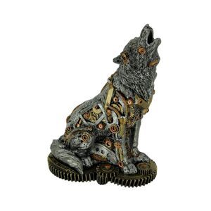 Mechanical Steampunk Howling Wolf Cyborg Dog Statue